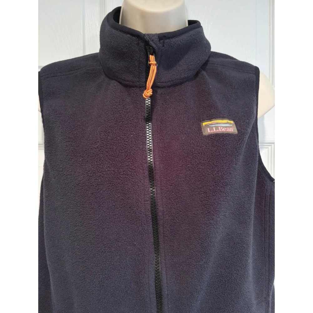 LL Bean Womens Mountain Classic Fleece Vest Navy Blue Full Zip M REG 504675 cozy